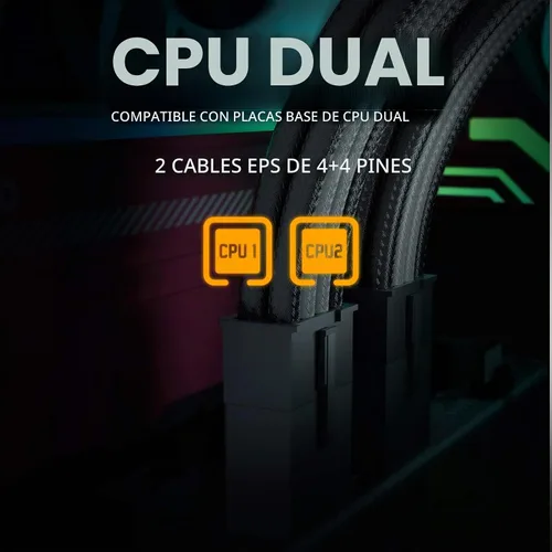 Vista 3 de Asiahorse Cable con funda de fuente de alimentación para cable de extensión de fuente de alimentación, kit de cable de extensión 1x24-PIN/2x8-PORT