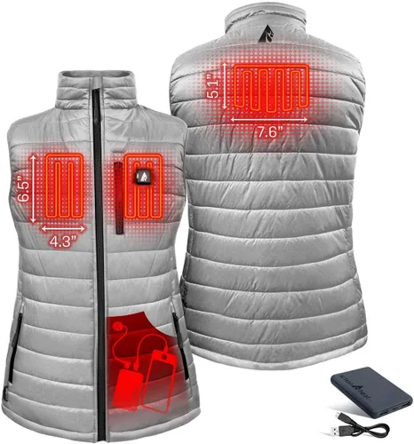 Vista 3 de ActionHeat Chaleco acolchado con aislamiento térmico con batería de 5 V para mujer Antártida Blanco
