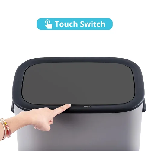 Vista 4 de Fashionwu Basurero de cocina de 55 litros/14.5 galones, bote de basura automático con sensor de movimiento y sin tacto, diseño silencioso