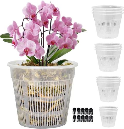 Vista 14 de Macetas para Orquídeas, Paquete de 12 Macetas para Orquídeas de 4.5 Pulgadas con Agujeros, Maceta Ranurada Transpirable para Orquídeas