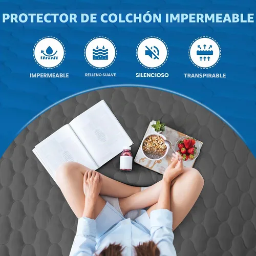Vista 5 de Utopia Bedding - Protector de colchón impermeable, funda para colchón individual, funda acolchada ajustada y sin ruido con bolsillos profundos que