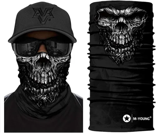 Vista 4 de Máscara de calavera, pañuelo para el cuello, gorro, bufanda mágica, diadema para protección de polvo, sol y viento