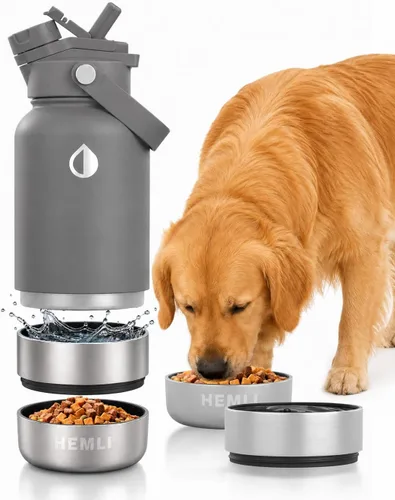 Vista 10 de Botella de agua para perros, botella de agua de viaje aislada para perros, dispensador de botellas de agua para mascotas de acero inoxidable