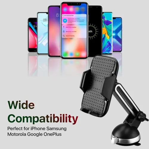 Vista 6 de LAX Gadgets Soporte de teléfono para iPhone 13, Samsung Galaxy S20, Note 10, dispositivos GPS - Negro