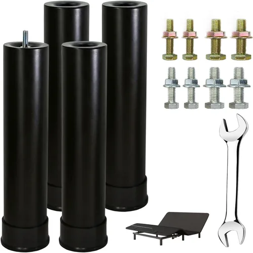 Vista 6 de Base de cama ajustable de metal de 2 a 3.5 pulgadas, reemplazo de patas de patas de alta resistencia, altura extra, compatible con el 93%