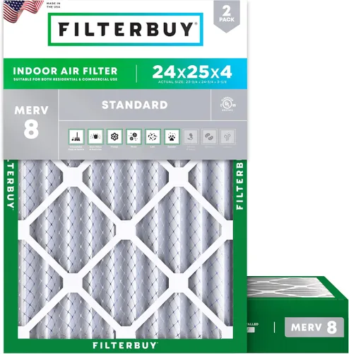 Vista 104 de Filterbuy Filtro de aire MERV 8 de 8 x 14 x 1 pulgadas para defensa contra el polvo y las alergias (paquete de 2), filtros electrostáticos plisados