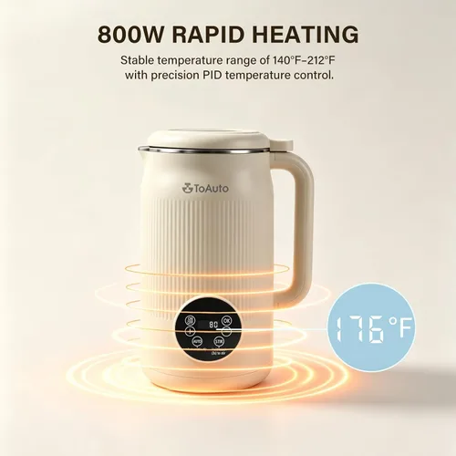 Vista 4 de TOAUTO Máquina mezcladora de cera para hacer velas de bricolaje, derretidor eléctrico de cera de 1.2 L con agitación automática, control digital