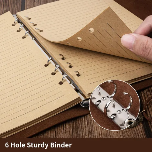 Vista 3 de Billtigif Cuaderno de cuero sintético, diario de viaje vintage recargable, diarios de escritura, regalos para mujeres, hombres, adolescentes y Azul