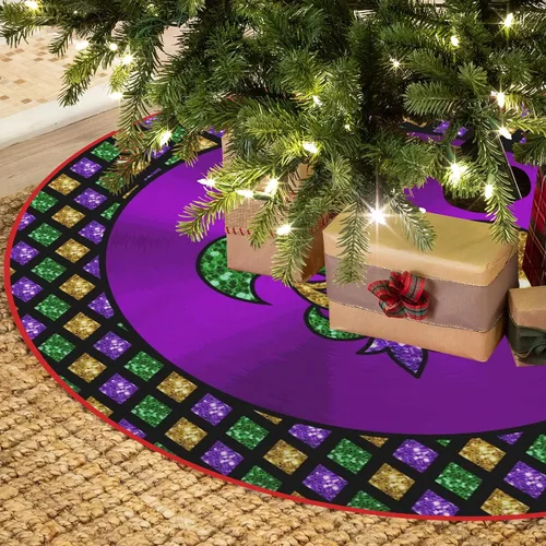 Vista 17 de Falda de árbol de Pascua, huevos de conejo de Pascua, falda de árbol de Navidad, tapete para fiestas de vacaciones, decoración de interiores