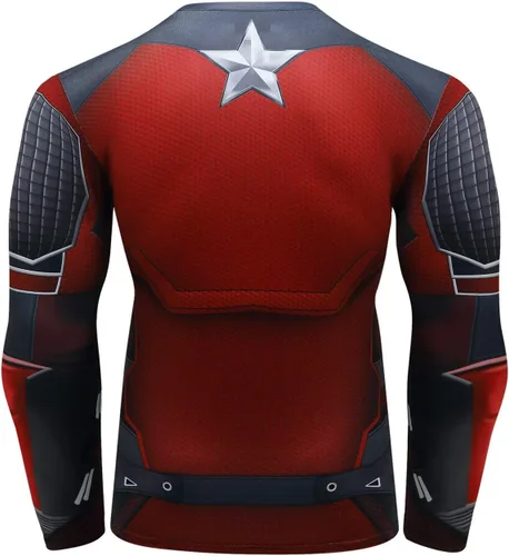 Vista 2 de Red Plume Mallas de compresión para hombre, camiseta deportiva con impresión digital