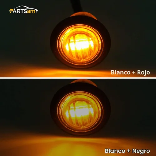 Vista 5 de Partsam 10 luces de marcador LED ámbar redondas de 3/4 pulgadas, luces de señal de giro de 3 cables para camioneta remolque, sellado impermeable