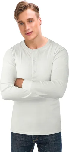 Vista 2 de Derminpro Camisas Henley de manga corta acanaladas elásticas para hombre
