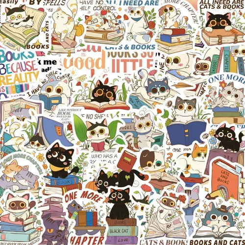 Vista 9 de 50 Calcomanías de Gato Negro de Astrología Tarot - Calcomanías Góticas Medievales de Gatito Bruja Oscura para Portátiles, Botellas de Agua, Álbumes