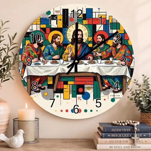 Vista 59 de Reloj de pared con versículo bíblico, con cita religiosa, reloj de madera, texto inspirador cristiano, reloj de madera rústico personalizado