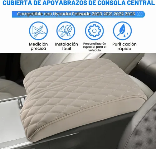 Vista 2 de Autorder Funda para Consola Central para Hyundai Palisade 2020-2025 Accesorios Funda para Reposabrazos Espuma con Memoria Cojín de Soporte para Beige