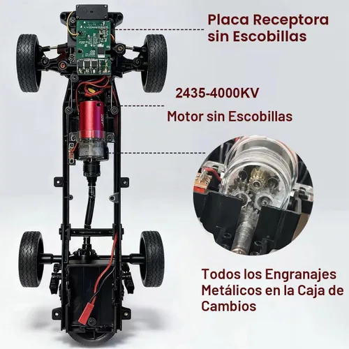 Vista 6 de WPL D14S RC Kei Truck con motor sin escobillas 2435 Control remoto Drift