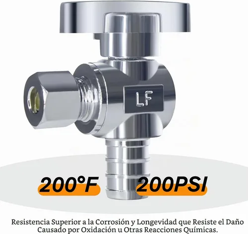 Vista 4 de VINTEX Paquete de 5 válvulas Pex de 1/2 pulgada x 3/8 pulgadas de ángulo Od Pex, válvula de cierre de agua, accesorios de crimpado de cuarto