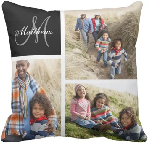 Vista 3 de Funda de almohada personalizada, funda de almohada creativa, regalos personalizados para tus seres queridos (14 x 14 pulgadas, blanco)