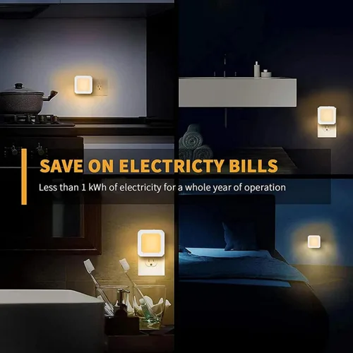 Vista 5 de Luces nocturnas LED enchufables a la pared, 2 luces LED de noche enchufables con sensor automático de atardecer a amanecer, luces nocturnas blancas