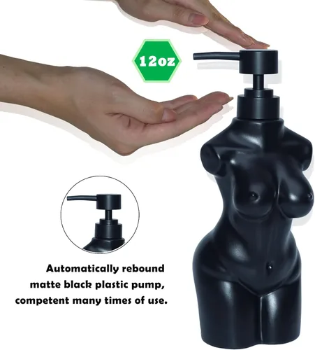 Vista 2 de Dispensador de jabón de loción para niña, dispensador de jabón líquido recargable para manos, dispensador de jabón de cocina premium (negro)