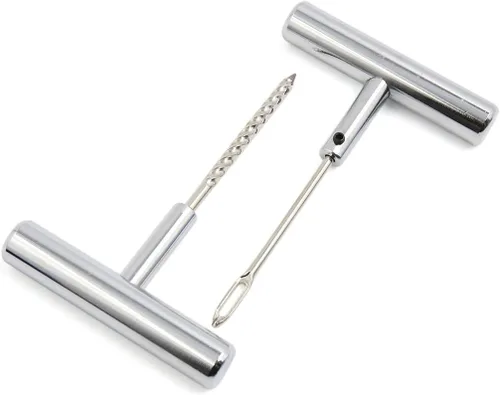 Vista 2 de Kit de reparación de pinchazos de neumáticos sin cámara para coche, motocicleta, bicicleta, tono plateado