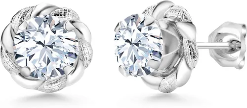 Vista 434 de Gem Stone King Aretes de plata de ley 925 de 0.236 in con piedra natal redonda para mujer