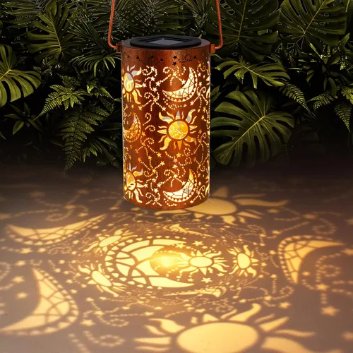 Vista 13 de Linternas solares para colgar al aire libre, linterna LED impermeable de metal con energía solar, decoración de patio, linterna con asa, idea
