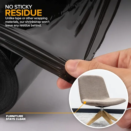 Vista 11 de Modern Innovations Rollo de envoltura elástica negro de 15 pulgadas con asas (1 rollo de 1000 pies), envoltura retráctil resistente para mudanzas