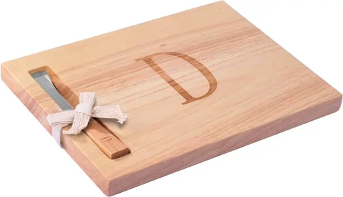 Vista 18 de Miicol Tabla de madera para charcutería, tabla de queso con monograma de 10 pulgadas, tabla de cortar inicial personalizada con esparcidor, regalo
