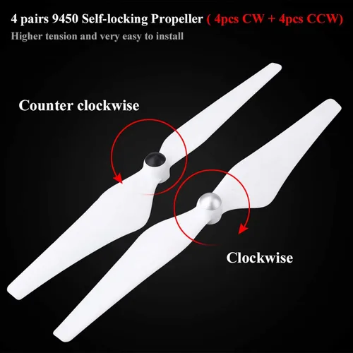 Vista 3 de 8 piezas de hélice de dron, 4 pares de hélices Cw Ccw autobloqueo, para Dji Phantom 1, 2, 3, 3Pro, Fc40, E300