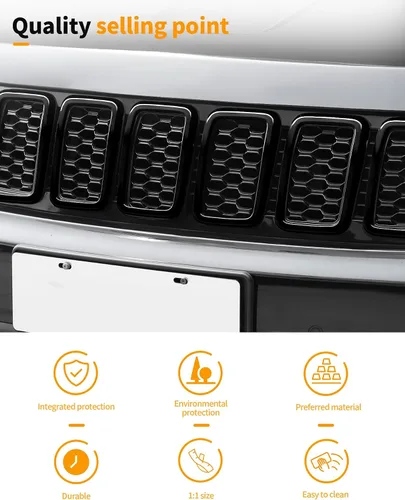 Vista 5 de Hoolcar Insertos de malla para parrilla delantera compatibles con Jeep Grand Cherokee 2017-2020, insertos de rejilla de clip, accesorios exteriores