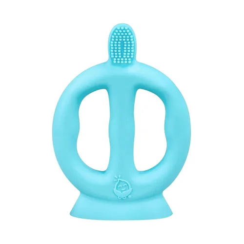 Vista 5 de Green Sprouts Cepillo de dientes de aprendizaje hecho de silicona Cepillo de dientes de entrenamiento para niños pequeños para aprender