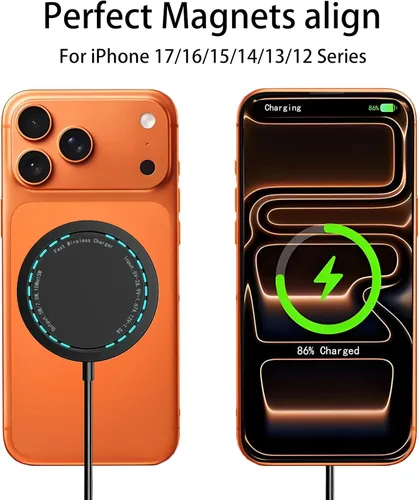 Vista 2 de Cargador inalámbrico magnético para iPhone 15W Max Fast Mag-Safe almohadilla de carga inalámbrica compatible con iPhone 16/16 Plus/16 Pro/16 Pro