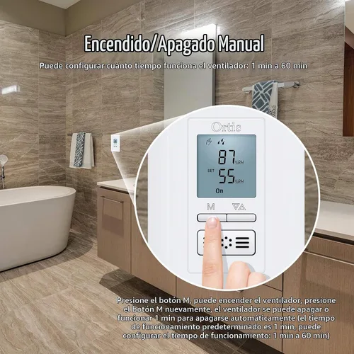 Vista 4 de [Nueva generación] Interruptor de sensor de humedad, interruptor de control automatizado para ventilador de baño en la pared, detección de humedad