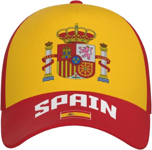 Vista 2 de Gorra de béisbol española con la bandera de España 3D con impresión completa para adultos, unisex, ajustable, gorra patriótica de fútbol, As Pic