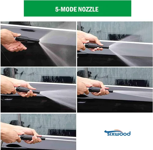 Vista 4 de Manguera corta de metal de 5 pies, diámetro de 5/8", manguera de agua de plomo de acero inoxidable con boquilla ajustable, mangueras pequeñas
