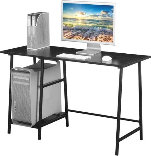Vista 6 de Convenience Concepts Designs2Go - Escritorio de metal de madera con caballete, color negro