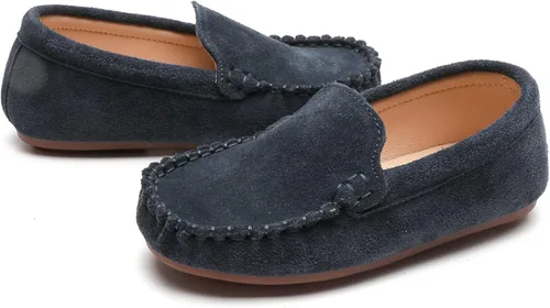 Vista 3 de DADAWEN Mocasines de piel de ante suave para niños y niñas pequeños, zapatos de vestir planos para barco, para boda, iglesia, zapatos Oxford