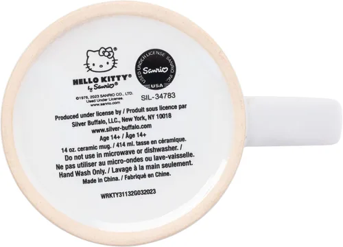 Vista 5 de Silver Buffalo Sanrio Hello Kitty - Taza de cerámica con purpurina arcoíris, 14 onzas