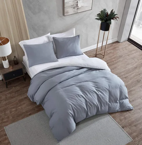 Vista 3 de Kenneth Cole New York - Juego de funda de edredón tamaño Queen, ropa de cama reversible de algodón con fundas a juego, decoración del hogar