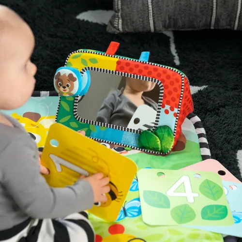 Vista 10 de Baby Einstein Discovery Garden - Alfombrilla y espejo para el tiempo boca abajo, de 0 a 6 meses, multisensorial