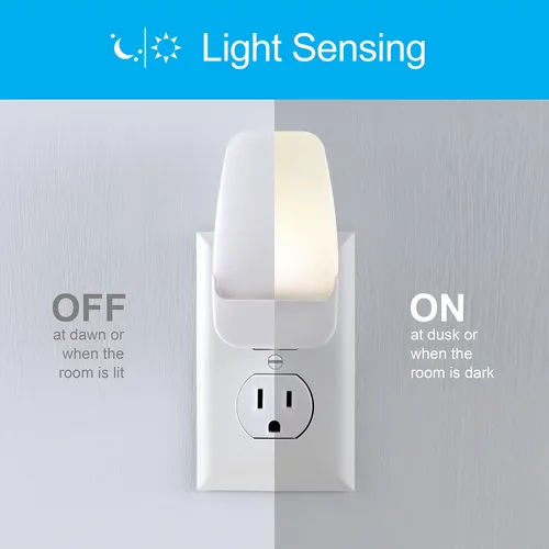 Vista 6 de GE Protector SurGE de 6 tomas, cable de extensión de 10 pies, tira de alimentación, 800 julios, enchufe plano y luz nocturna LED, enchufe, sensor