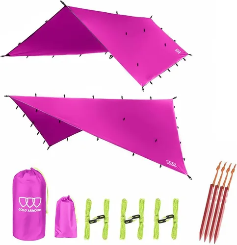 Vista 12 de Gold Armour - Toldo para lluvia para hamaca de lona, calidad premium, 14.7 pies, 12 pies, 10 pies, 8 pies, cubierta de toldo para lluvia, toldo