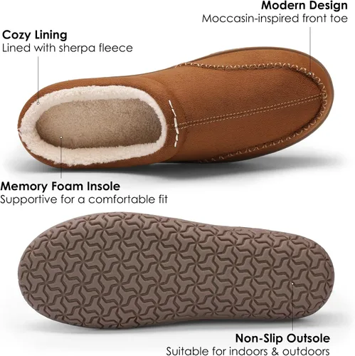 Vista 2 de DREAM PAIRS Men's Fuzzy Memory Foam Slip-on Moccasin Washable House Slippers, Cozy Warm Wool-Like Lining and Anti-Skid Rubber Sole for Indoor and