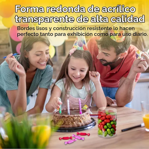 Vista 5 de Hammont Cajas de almacenamiento redondas de acrílico, recipientes de regalo de dulces, florero transparente, organizador de accesorios