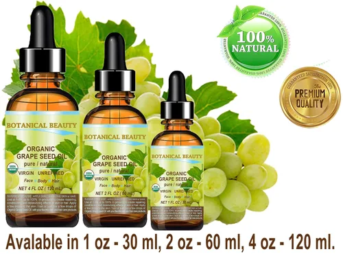Vista 4 de Aceite orgánico de semillas de uva. Aceite portador 100% puro, natural, sin diluir, virgen, sin perfume, orgánico certificado, prensado en frío