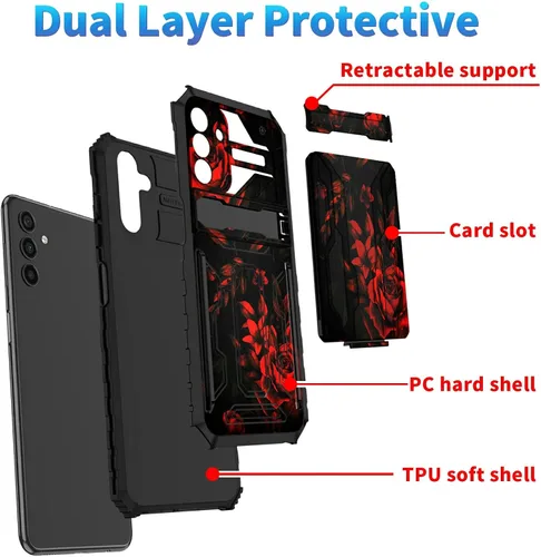 Vista 2 de Funda tipo cartera para Samsung Galaxy A13 5G con tarjetero desmontable (capacidad de 3 tarjetas de crédito) Soporte Kickstand Funda resistente a