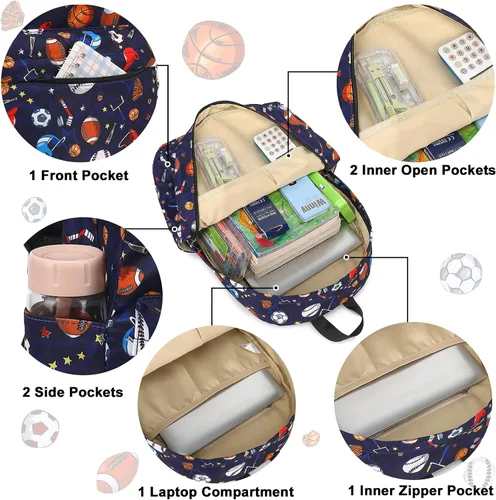 Vista 5 de CAMTOP Mochila para niños y niñas, mochilas preescolares con lonchera para niños y niñas, juego de mochila escolar para jardín de infantes