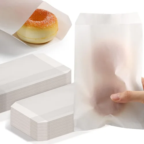 Vista 8 de 600 bolsas de papel encerado de vidrio plano para golosinas, bolsas de galletas semitransparentes para panadería, galletas, dulces, postres
