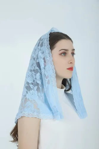Vista 45 de Velo de mantilla de encaje suave y cómodo, 7 colores, estilo español, velo de encaje, cubierta de cabeza, forma de D